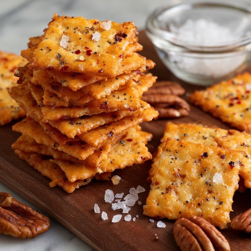 Cheddar Pecan Crackers Recipe - Article Image 1 — Cheddar Pecan Crackers, homemade cracker recipes, nutty cheese crackers, crispy snack ideas, savory cracker recipes