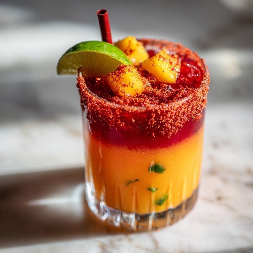 Mango Mangonada Mocktail Recipe - Article Image 1 — Mango Mangonada Mocktail, Mango Mangonada Drink, Tropical Mocktail Recipes, Non-Alcoholic Mango Drink, Fiesta Mocktail Beverage