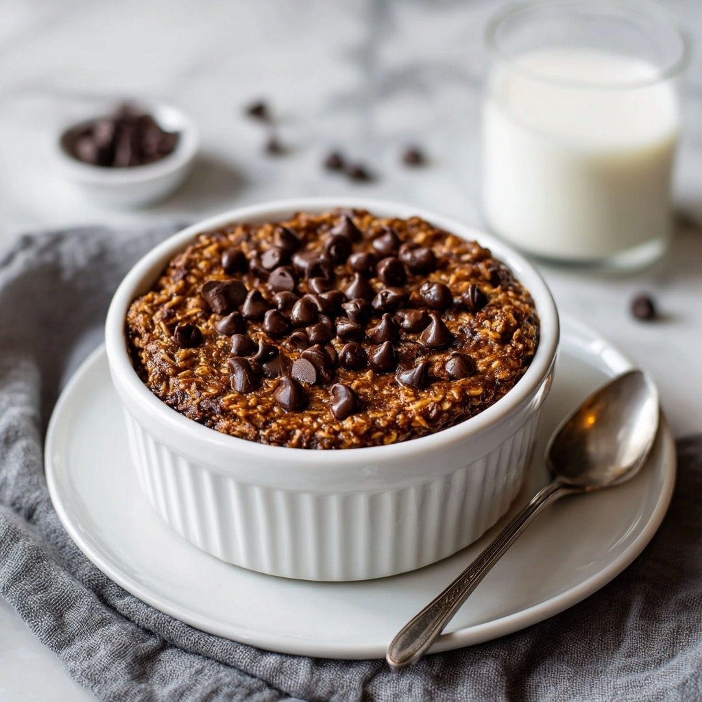 Chocolate Chip Baked Oats Recipe - Article Image 1 — Chocolate Chip Baked Oats, baked oats with chocolate chips, healthy chocolate chip breakfast, easy baked oatmeal recipe, cozy morning breakfast