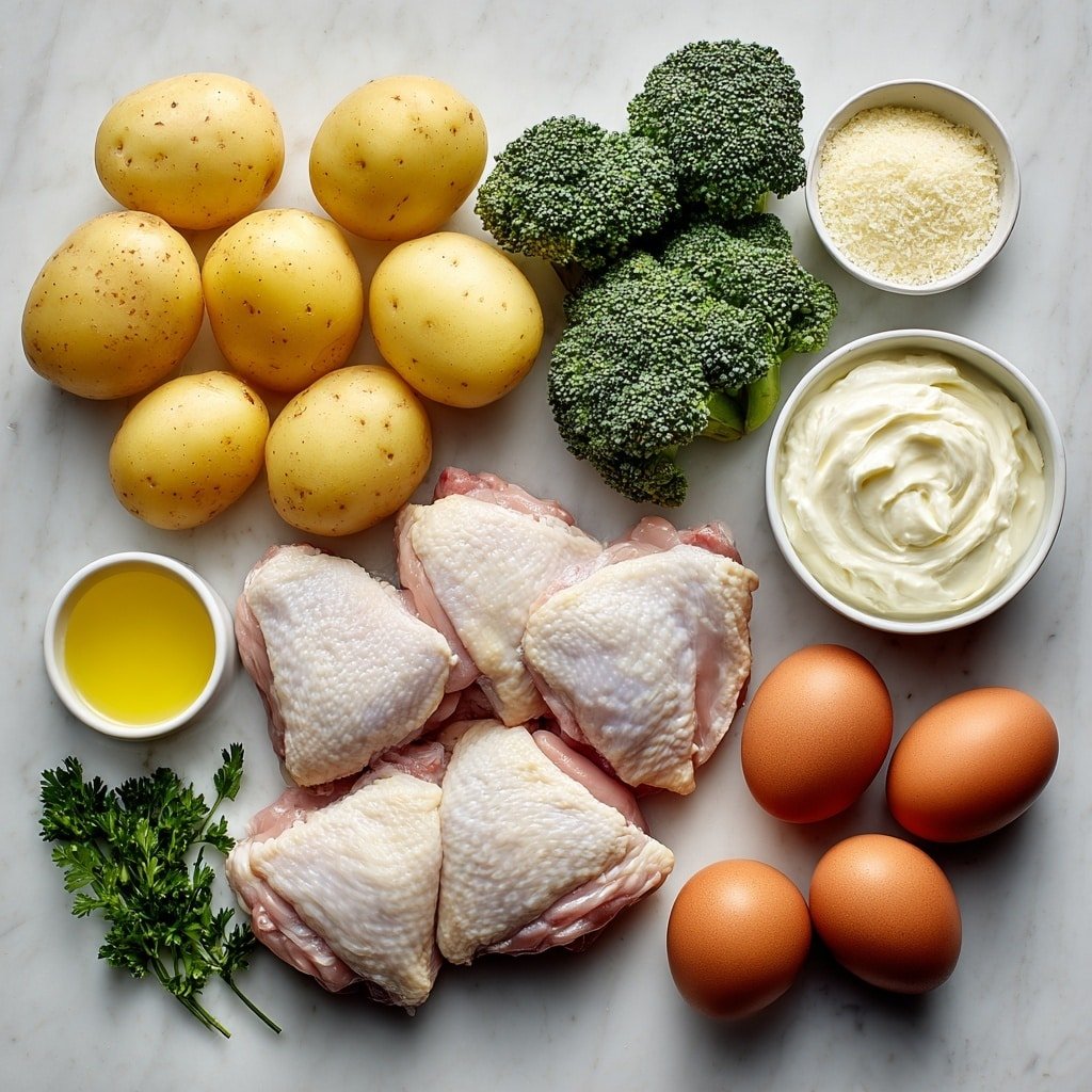 Creamy Chicken Sheet Pan Dinner Recipe - Ingredients Image — Creamy Chicken Sheet Pan Dinner, easy sheet pan chicken recipe, flavorful weeknight chicken dinner, baked creamy chicken with vegetables, one-pan chicken with herbs