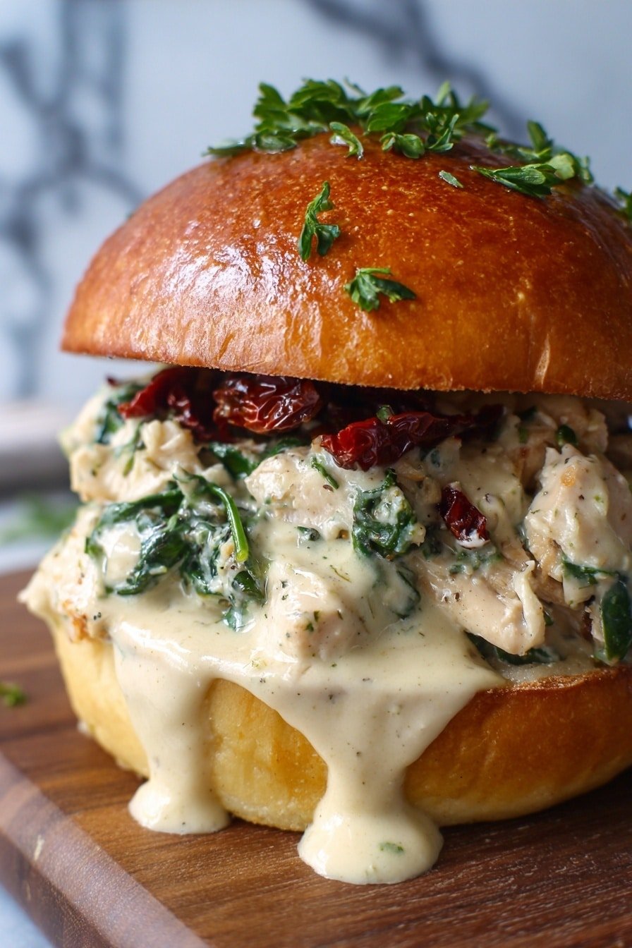 Creamy Sun-Dried Tomato Chicken Sandwich Recipe - Article Image 1 — Creamy Sun-Dried Tomato Chicken Sandwich, easy chicken sandwich recipes, gourmet lunch ideas, flavorful chicken sandwiches, sun-dried tomato chicken