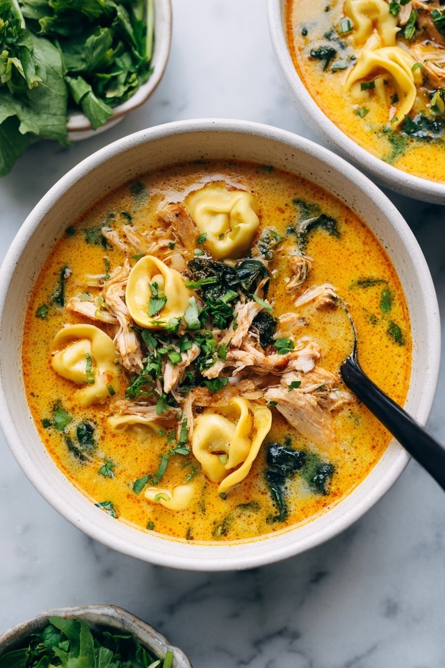 Creamy Blackened Chicken Tortellini Soup Recipe - Article Image 1 — Creamy Blackened Chicken Tortellini Soup, blackened chicken soup, creamy tortellini soup, easy chicken tortellini soup recipe, comforting chicken pasta soup