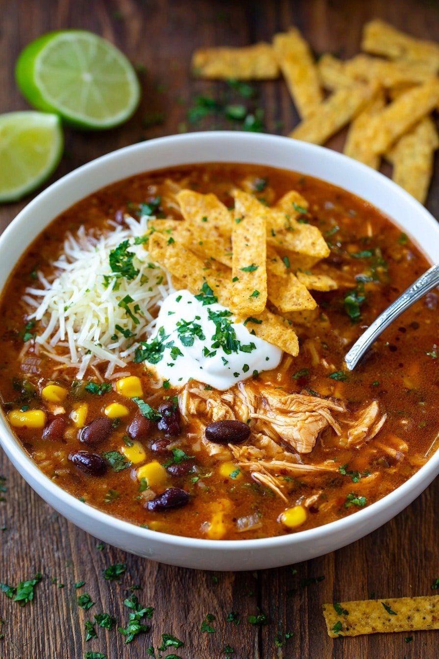 Spicy Chicken Tortilla Soup with Crispy Chips Recipe - Article Image 2 — Spicy Chicken Tortilla Soup, chicken tortilla soup with crispy chips, homemade tortilla soup recipe, spicy Mexican chicken soup, hearty tortilla soup with crispy chips