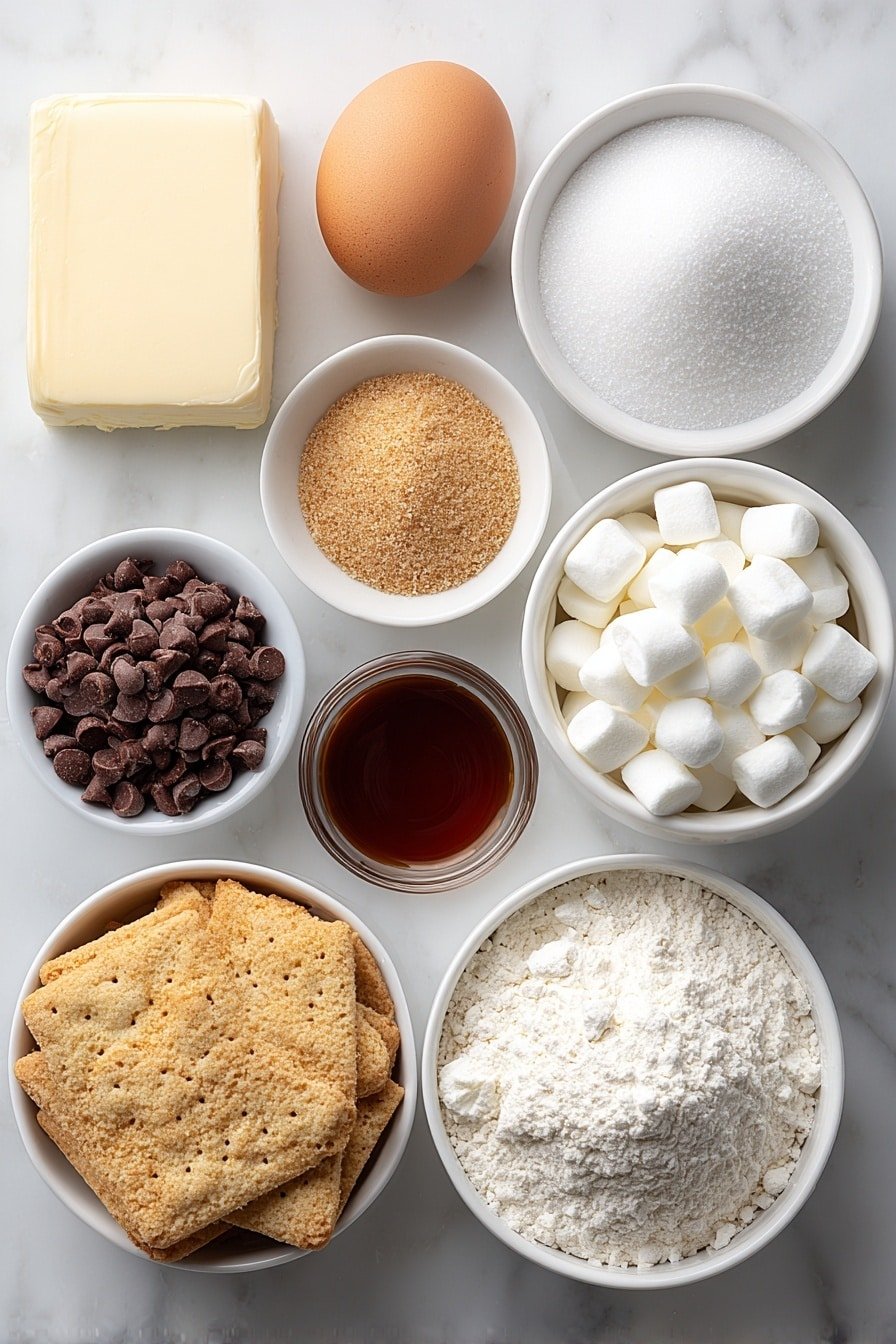 Smores Cookies Recipe - Ingredients Image — Smores Cookies, Best Smores Cookies, Easy Smores Cookies Recipe, Homemade Smores Cookies, No-Bake Smores Cookies