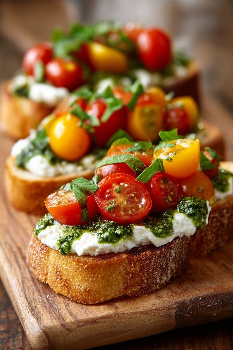 Burrata and Tomato Bruschetta Recipe - Article Image 1 — Burrata and Tomato Bruschetta, Italian appetizer recipes, easy bruschetta ideas, fresh tomato and burrata snack, elegant party appetizers