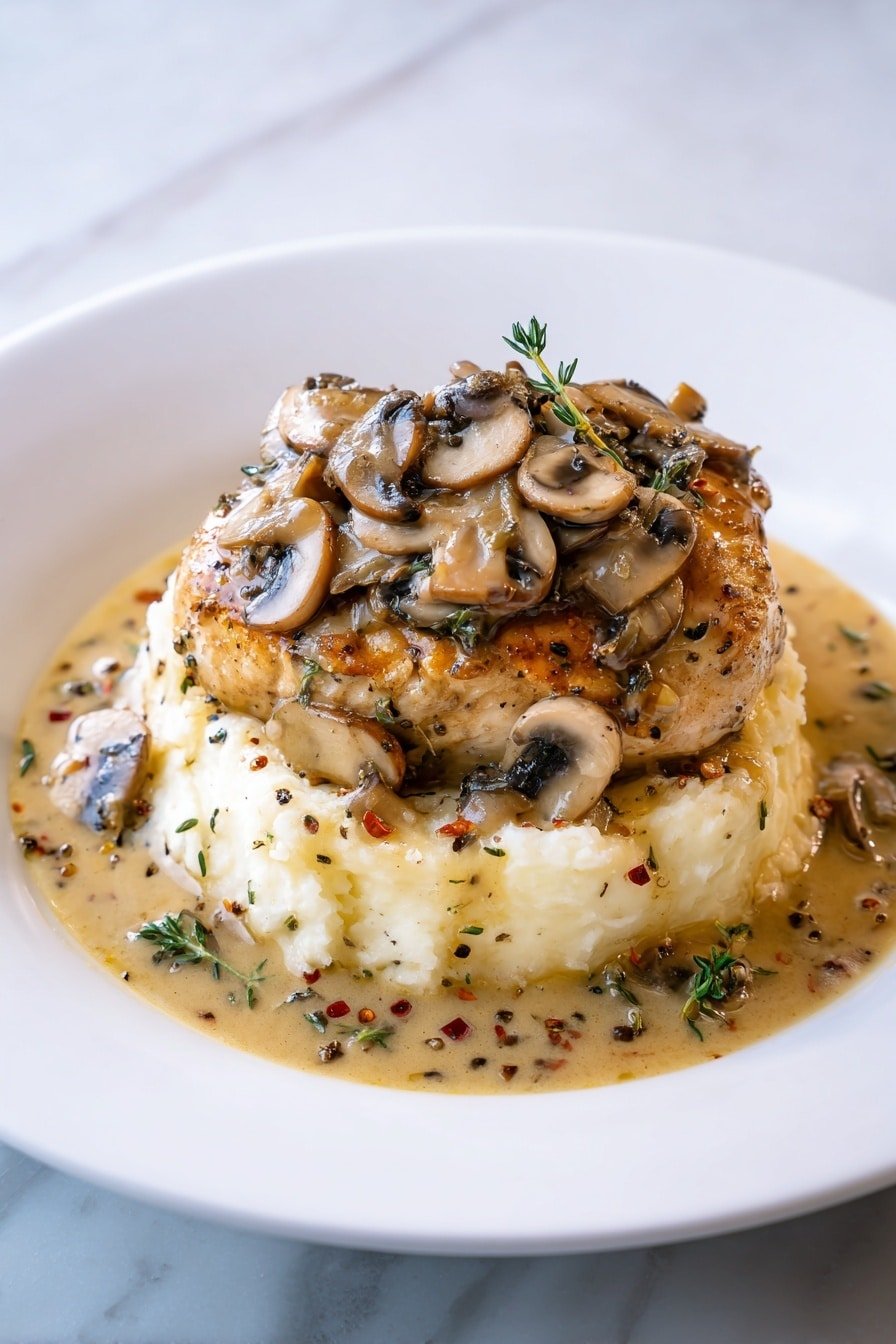 Creamy Mushroom Chicken Skillet Recipe - Article Image 2 — Creamy Mushroom Chicken Skillet, creamy chicken and mushroom dish, easy chicken skillet recipe, comforting chicken dinner, one-pan chicken recipe