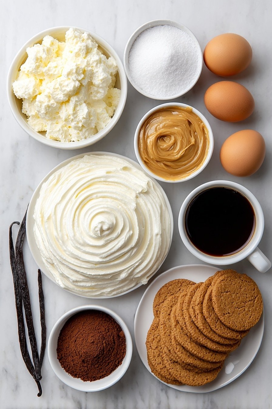 Biscoff Tiramisu Recipe - Ingredients Image — Biscoff Tiramisu, Biscoff dessert recipes, easy tiramisu with Biscoff, caramel Biscoff tiramisu, no-bake Biscoff dessert