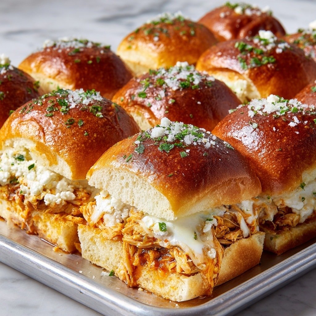 Buffalo Chicken Sliders Recipe - Article Image 2 — Buffalo Chicken Sliders, Buffalo Chicken Sliders recipe, easy Buffalo chicken sliders, spicy chicken sliders, crowd-pleasing sliders