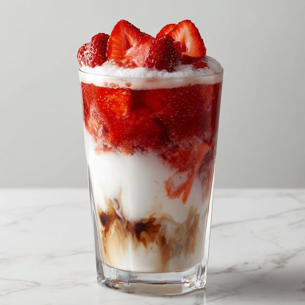 Strawberry Latte Recipe - Article Image 2 — Strawberry Latte, Strawberry Latte recipe, how to make strawberry latte, easy strawberry latte, fruity coffee drinks