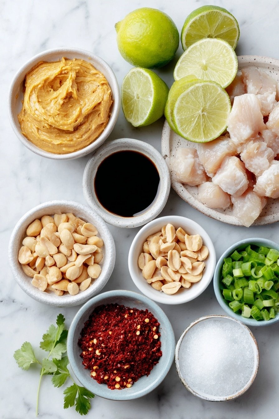 Thai Peanut Chicken Skewers Recipe - Ingredients Image — Thai Peanut Chicken Skewers, Thai Chicken Skewers with Peanut Sauce, Grilled Thai Chicken Skewers, Easy Thai Skewers Recipe, Spicy Peanut Chicken Skewers
