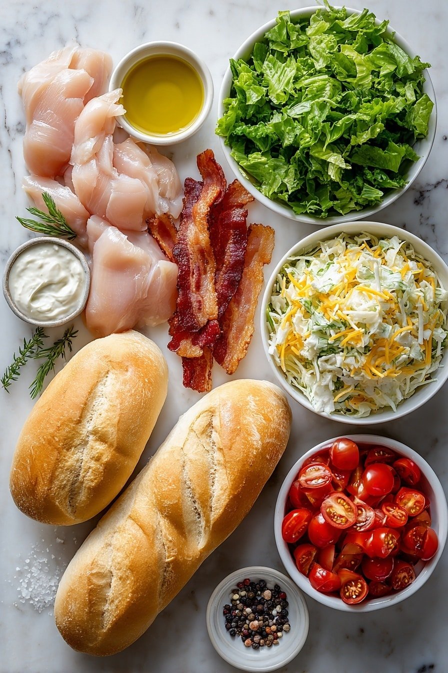 Chicken Bacon Ranch Sandwich Recipe - Ingredients Image — Chicken Bacon Ranch Sandwich, chicken bacon ranch sandwich recipe, easy chicken sandwich with bacon, quick ranch chicken sandwich, flavorful bacon chicken sandwich
