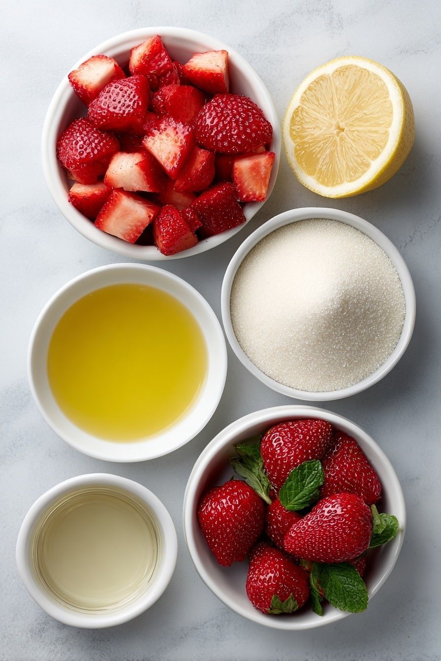 Homemade Strawberry Sauce Recipe - Ingredients Image — Homemade Strawberry Sauce, strawberry sauce recipe, fresh strawberry topping, easy strawberry sauce, how to make strawberry sauce