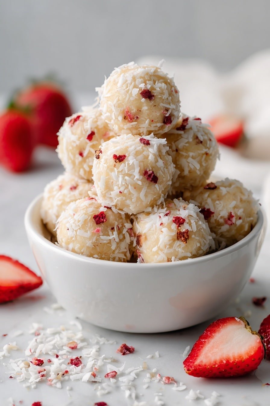 No-Bake Strawberry Protein Balls Recipe - Article Image 1 — No-Bake Strawberry Protein Balls, healthy fruit protein snacks, quick no-bake energy bites, easy strawberry protein balls, homemade protein ball recipes
