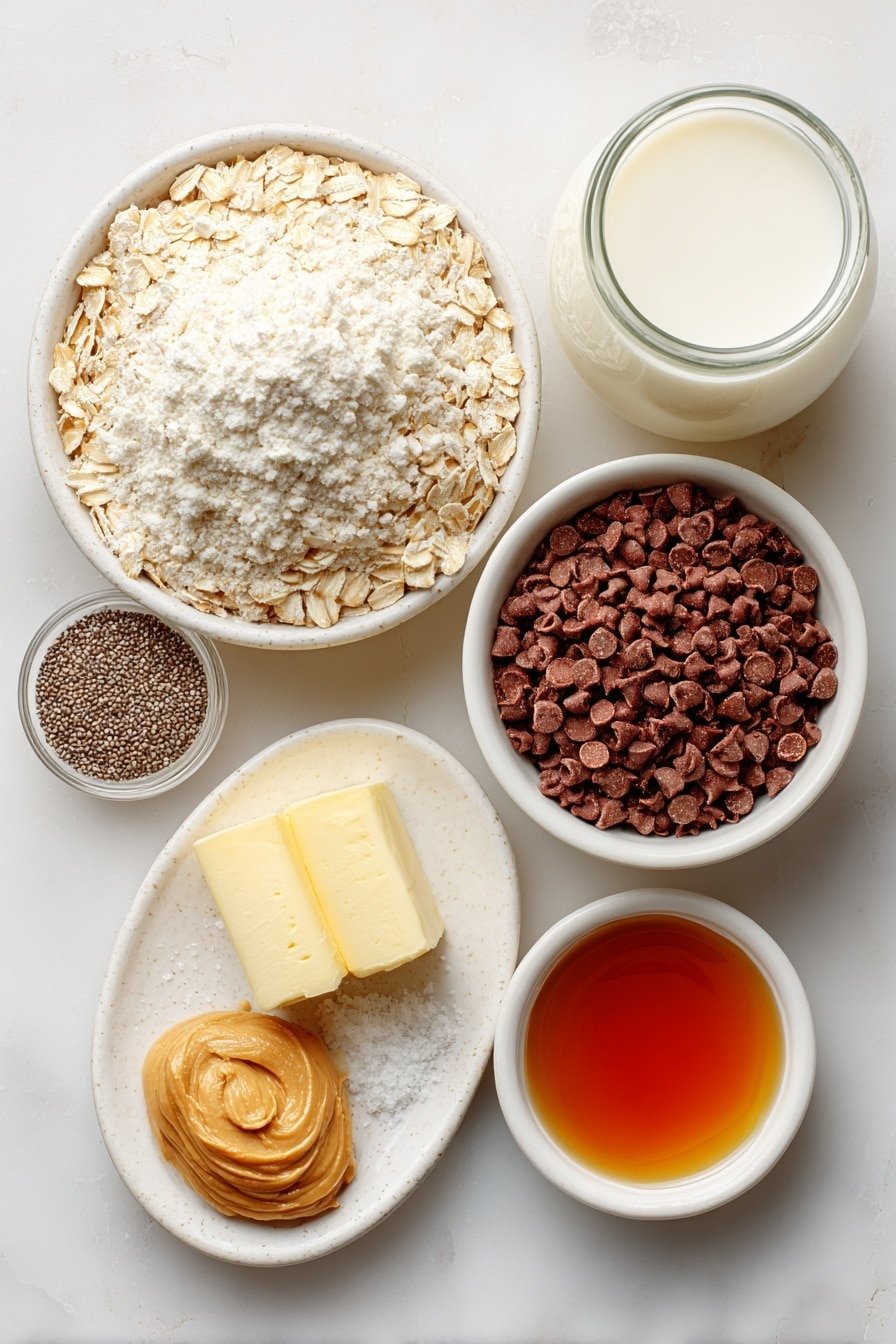 High-Protein Cookie Dough Overnight Oats Recipe - Ingredients Image — High-Protein Cookie Dough Overnight Oats, healthy overnight oats with cookie dough flavor, protein-packed breakfast oats, easy overnight oats with chocolate chips, quick nutritious morning oats