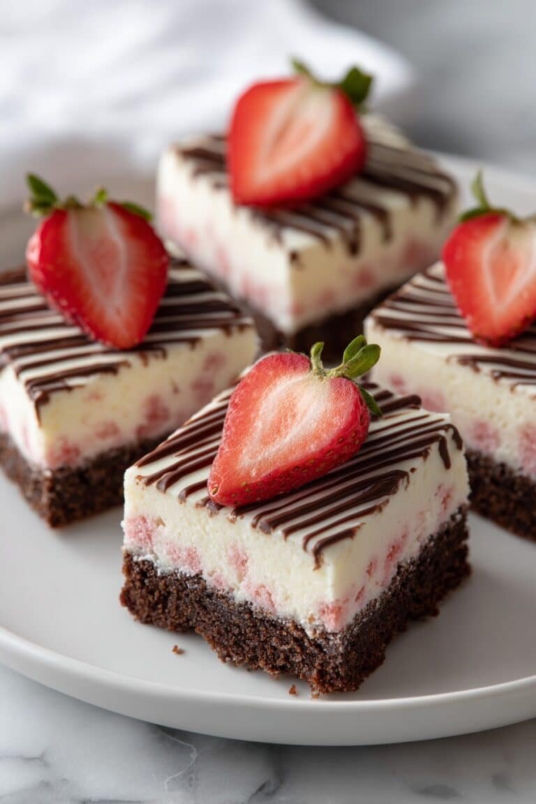 Strawberry Cheesecake Bars with Fudgy Brownie Crust Recipe