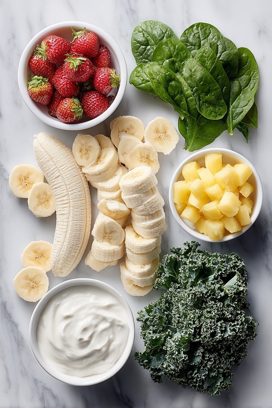 Healthy Green Smoothie Recipe - Ingredients Image — Healthy Green Smoothie, nutritious green smoothie, easy green smoothie, healthy breakfast smoothie, veggie and fruit smoothie