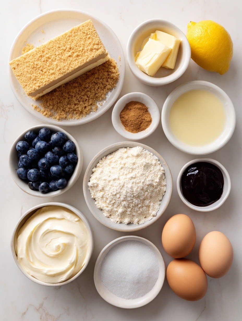 Blueberry Cheesecake Dessert Recipe - Ingredients Image — Blueberry Cheesecake Dessert, blueberry cheesecake, easy cheesecake recipe, blueberry dessert, creamy blueberry cheesecake