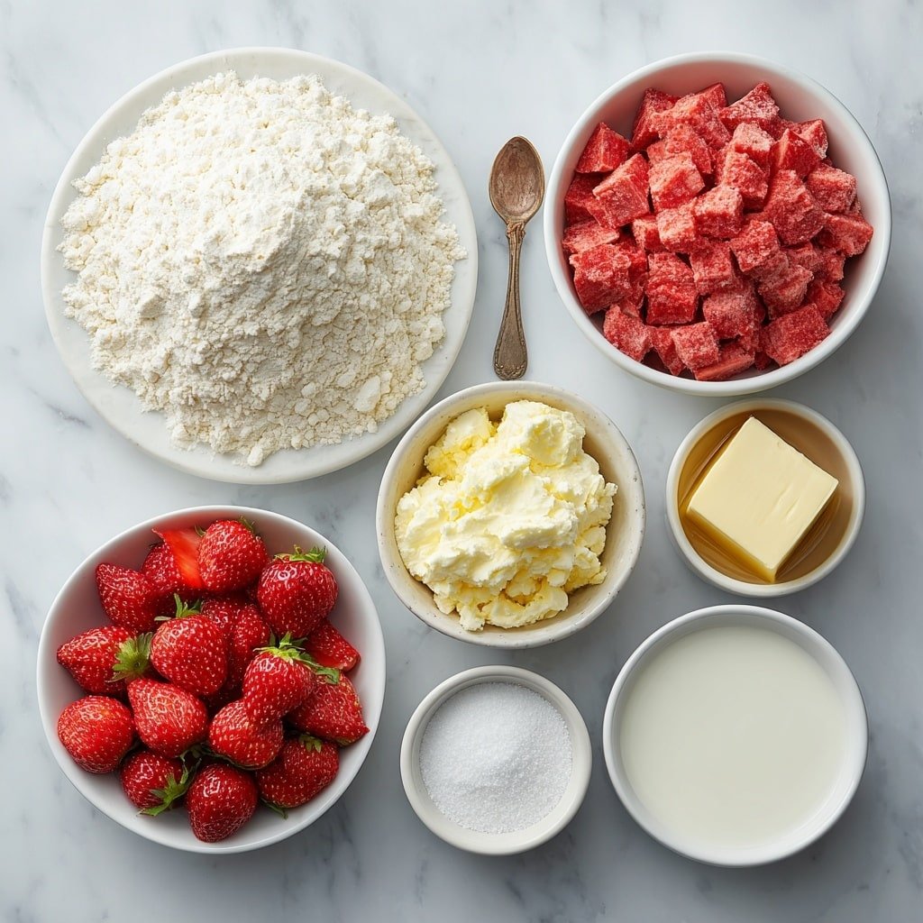 Strawberry Rhubarb Pie Recipe - Ingredients Image — Strawberry Rhubarb Pie, Strawberry Rhubarb Pie Recipe, How to Make Strawberry Rhubarb Pie, Classic Strawberry Rhubarb Pie, Easy Summer Pie Recipes