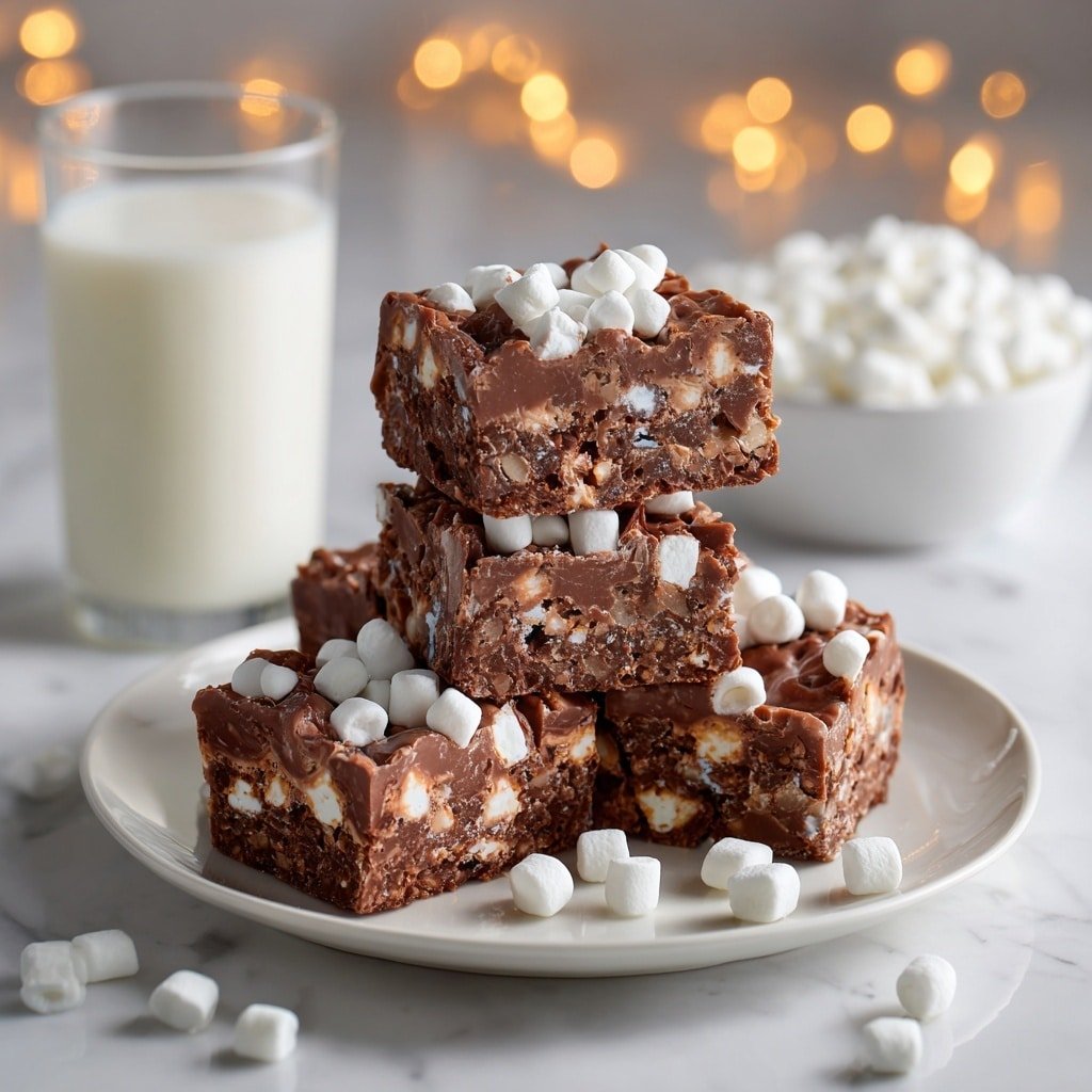 No-Bake Rocky Road Squares Recipe - Article Image 1 — No-Bake Rocky Road Squares, easy no-bake chocolate treats, no-bake dessert ideas, quick no-bake snack, homemade rocky road bars