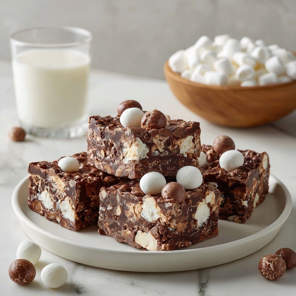 No-Bake Rocky Road Squares Recipe - Article Image 2 — No-Bake Rocky Road Squares, easy no-bake chocolate treats, no-bake dessert ideas, quick no-bake snack, homemade rocky road bars
