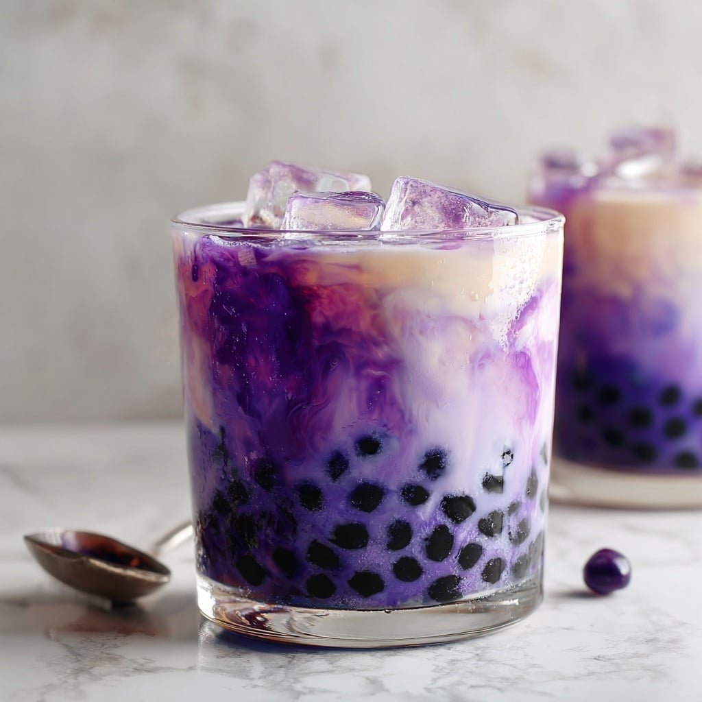 Ube Milk Tea with Tapioca Pearls Recipe - Article Image 2 — Ube Milk Tea with Tapioca Pearls, Ube Milk Tea recipe, How to make ube milk tea, Coconut ube milk tea, Tapioca pearl drinks