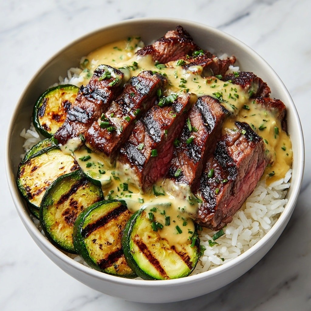 Grilled Steak Bowl with Herb Yogurt Sauce Recipe - Article Image 2 — Grilled Steak Bowl with Herb Yogurt Sauce, beef bowl recipes, easy steak dinner, healthy steak bowl, flavorful yogurt sauce