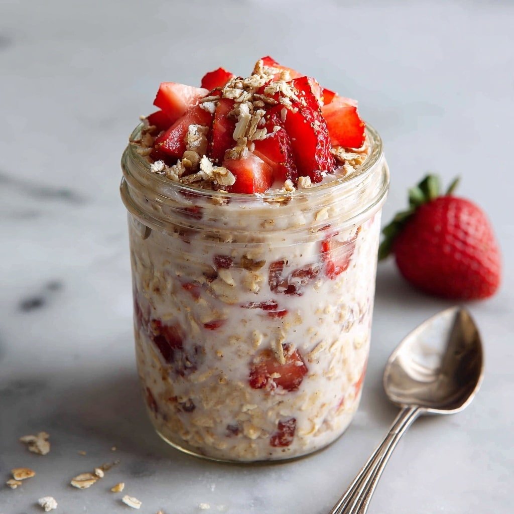 Strawberry Protein Overnight Oats Recipe - Article Image 1 — Strawberry Protein Overnight Oats, healthy breakfast ideas, easy overnight oats, high-protein breakfast, fruit-infused oatmeal