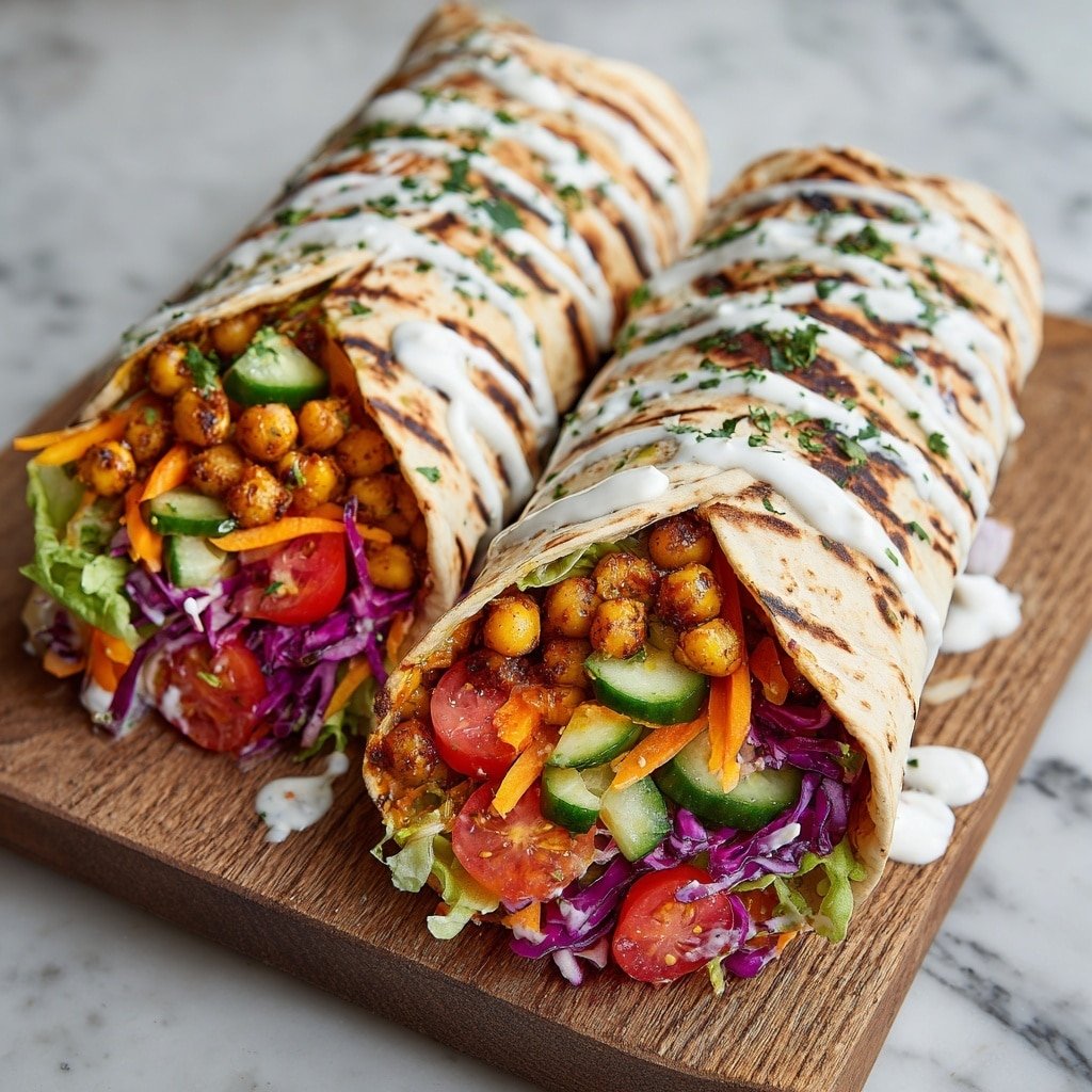 Roasted Chickpea and Pepper Wraps Recipe - Article Image 1 — Roasted Chickpea and Pepper Wraps, healthy vegetarian wraps, quick vegetarian lunch recipes, plant-based wraps with chickpeas, easy veggie wraps