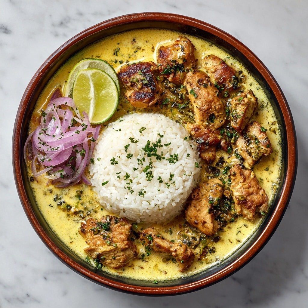 Churu Chicken Amarillo Recipe - Article Image 2 — Churu Chicken Amarillo, Peruvian chicken stew, Aji Amarillo chicken recipe, creamy chicken sauce, tender shredded chicken