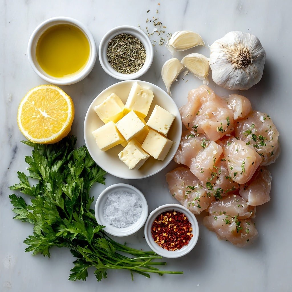 Garlic Lemon Chicken Skewers Recipe - Ingredients Image — Garlic Lemon Chicken Skewers, grilled chicken skewers with lemon and garlic, easy chicken skewers recipe, summer chicken skewers, flavorful chicken kebabs