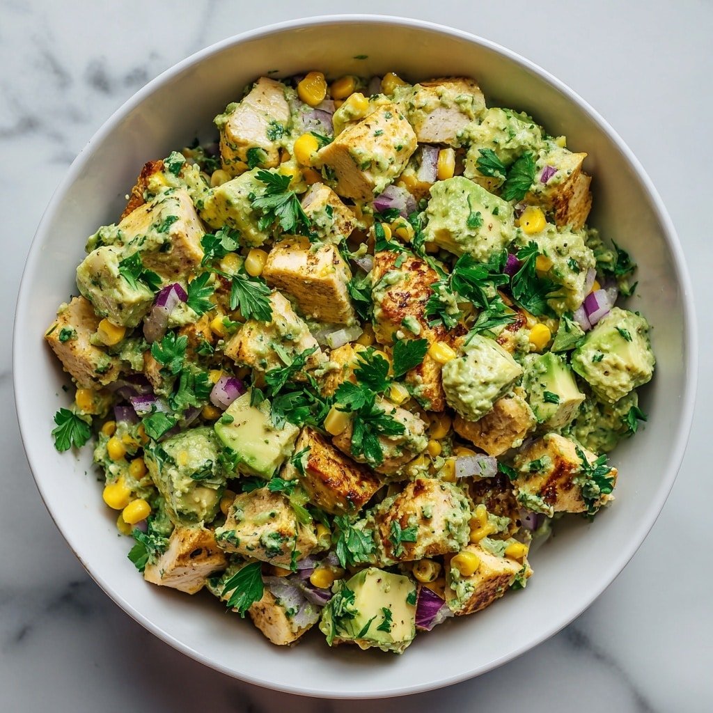 Creamy Avocado Chicken Salad Recipe - Article Image 2 — Creamy Avocado Chicken Salad, avocados chicken salad, healthy chicken salad recipes, easy chicken salad ideas, savory avocado chicken dish