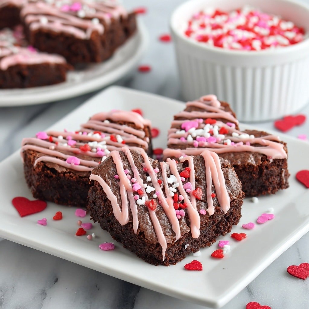 Heart-Shaped Brownies with Chocolate Chips Recipe - Article Image 1 — Heart-Shaped Brownies with Chocolate Chips, chocolate chip heart brownie recipe, easy heart-shaped brownie recipe, fudgy brownies with chocolate chips, homemade valentines brownies