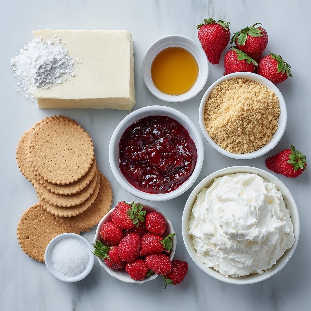 Strawberry Cheesecake Dip Recipe - Ingredients Image — Strawberry Cheesecake Dip, Easy strawberry cheesecake dip, No-bake dessert dip, Fruit dip for parties, Cream cheese fruit dip