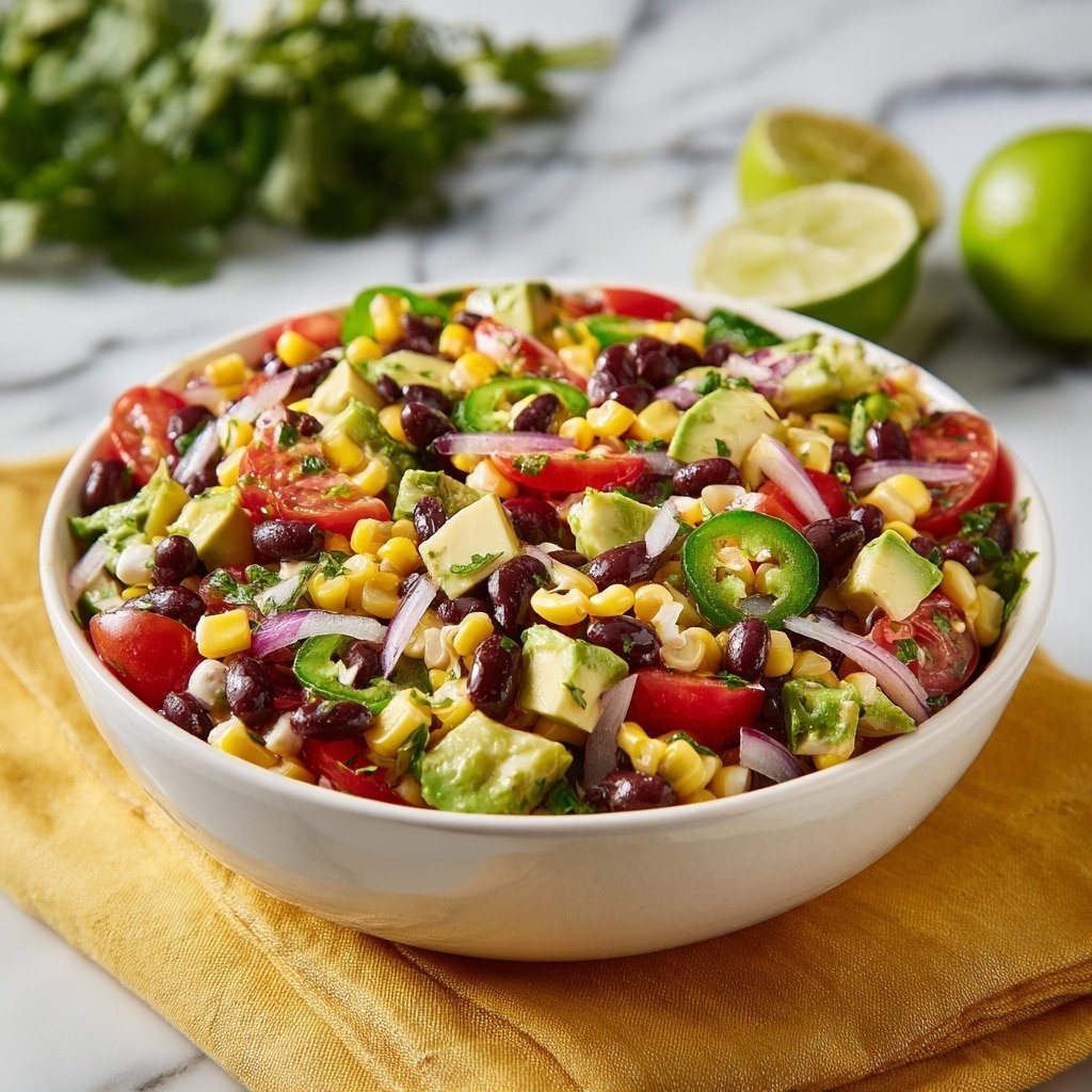 Black Bean Corn Salad with Lime Dressing Recipe - Article Image 2 — Black Bean Corn Salad with Lime Dressing,Healthy corn and black bean salad,Easy vegetarian salad recipes,Fresh lime dressing salad,Quick summer salad ideas