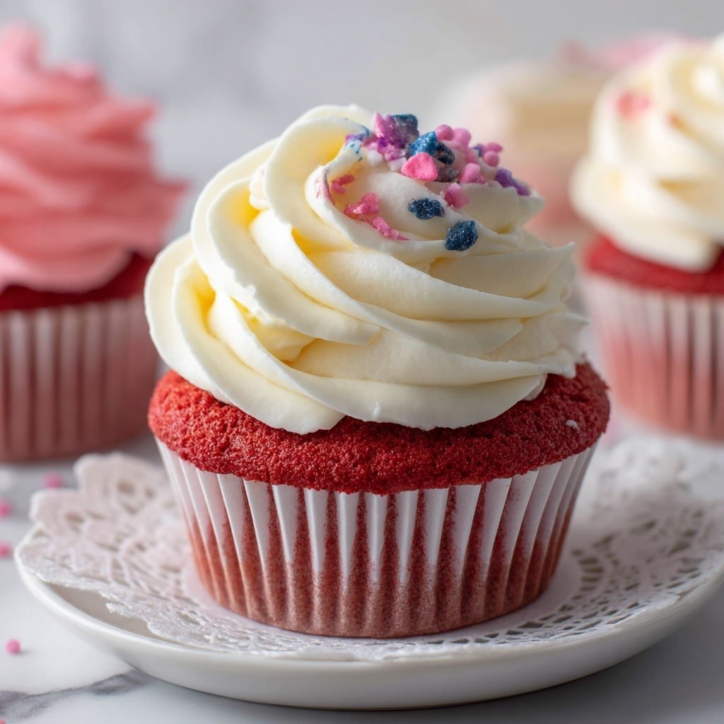 Pink Velvet Cupcakes with Cream Cheese Frosting Recipe - Article Image 1 — Pink Velvet Cupcakes with Cream Cheese Frosting, pink velvet cupcake recipe, easy red velvet cupcakes, moist pink cupcakes with frosting, celebration cupcake ideas