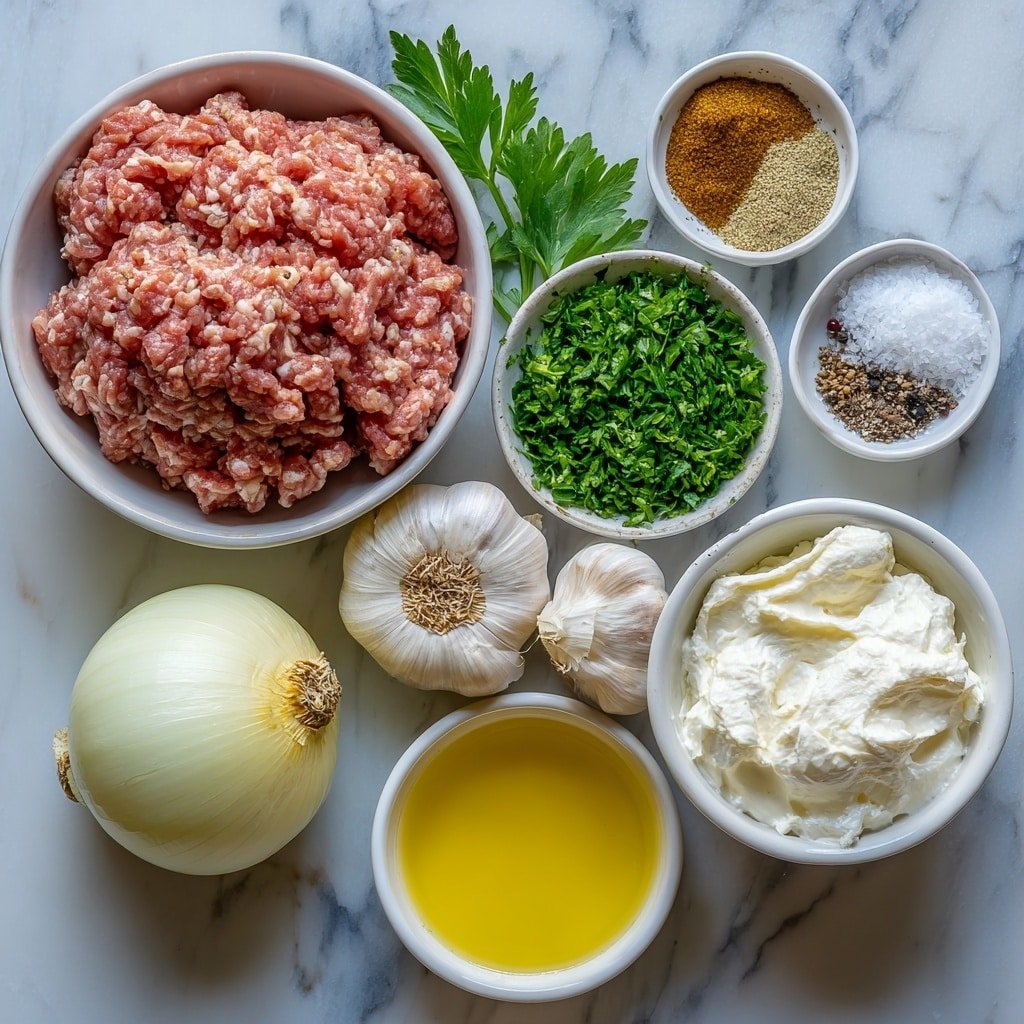 Grilled Chicken Kofta with Garlic Yogurt Sauce Recipe - Ingredients Image — Grilled Chicken Kofta with Garlic Yogurt Sauce, spicy chicken kofta, grilled meat skewers, Mediterranean chicken recipes, easy kofta dinner