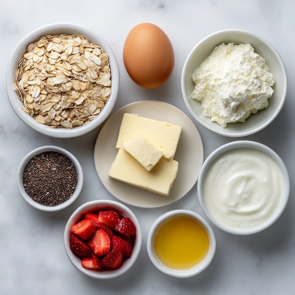 Strawberry Protein Overnight Oats Recipe - Ingredients Image — Strawberry Protein Overnight Oats, healthy breakfast ideas, easy overnight oats, high-protein breakfast, fruit-infused oatmeal