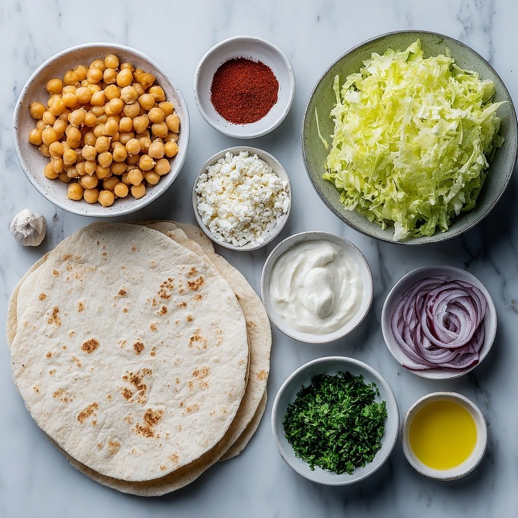 Roasted Chickpea and Pepper Wraps Recipe - Ingredients Image — Roasted Chickpea and Pepper Wraps, healthy vegetarian wraps, quick vegetarian lunch recipes, plant-based wraps with chickpeas, easy veggie wraps
