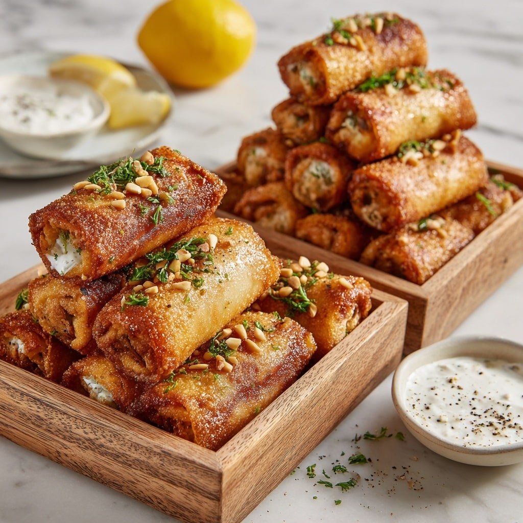Msakhan Egg Rolls with Sumac and Chicken Recipe - Article Image 1 — Msakhan Egg Rolls with Sumac and Chicken, Middle Eastern appetizer recipes, Palestinian-inspired snacks, crispy egg roll ideas, flavorful chicken appetizers