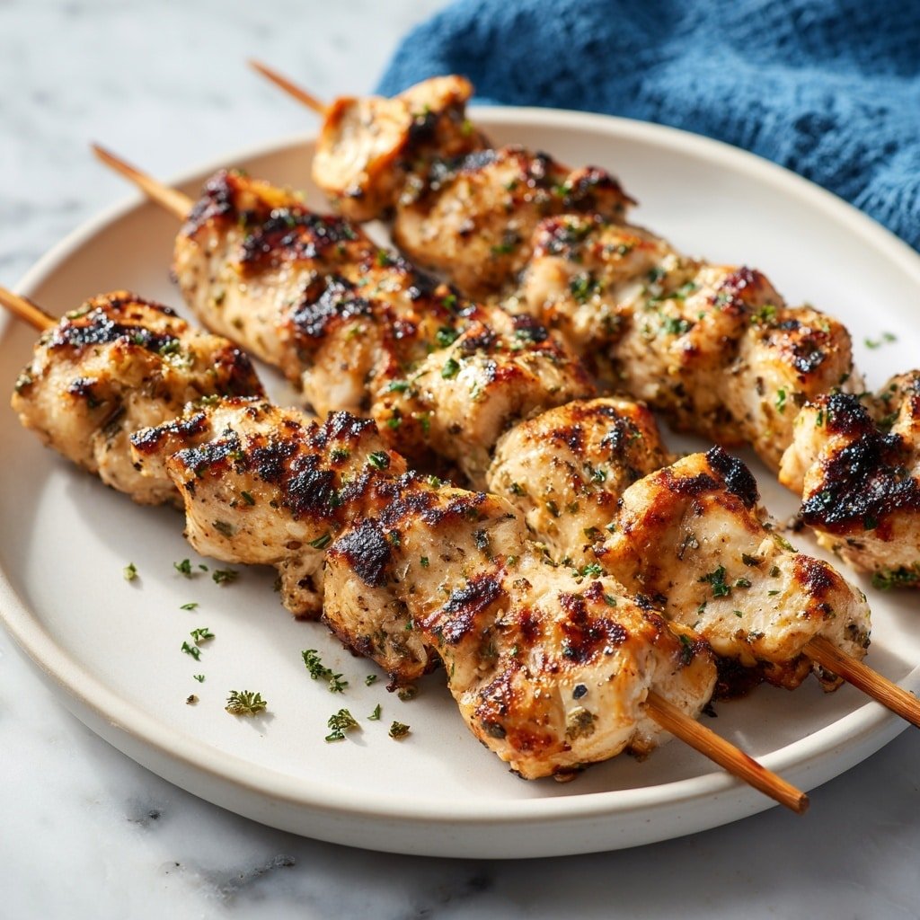 Garlic Lemon Chicken Skewers Recipe - Article Image 2 — Garlic Lemon Chicken Skewers, grilled chicken skewers with lemon and garlic, easy chicken skewers recipe, summer chicken skewers, flavorful chicken kebabs