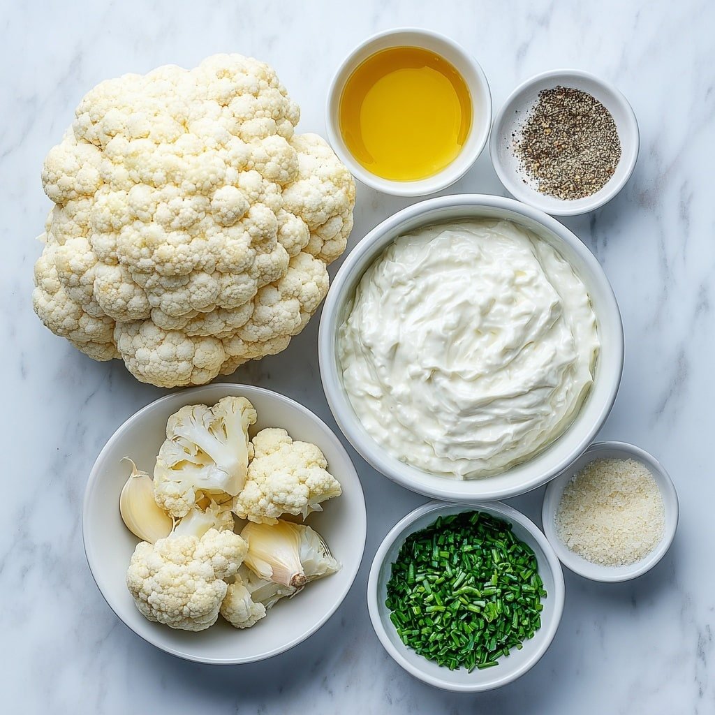 Healthy Cauliflower Mashed Potatoes Recipe - Ingredients Image — Healthy Cauliflower Mashed Potatoes, healthy mashed cauliflower, low-carb mashed potatoes, vegan cauliflower mash, easy healthy side dishes