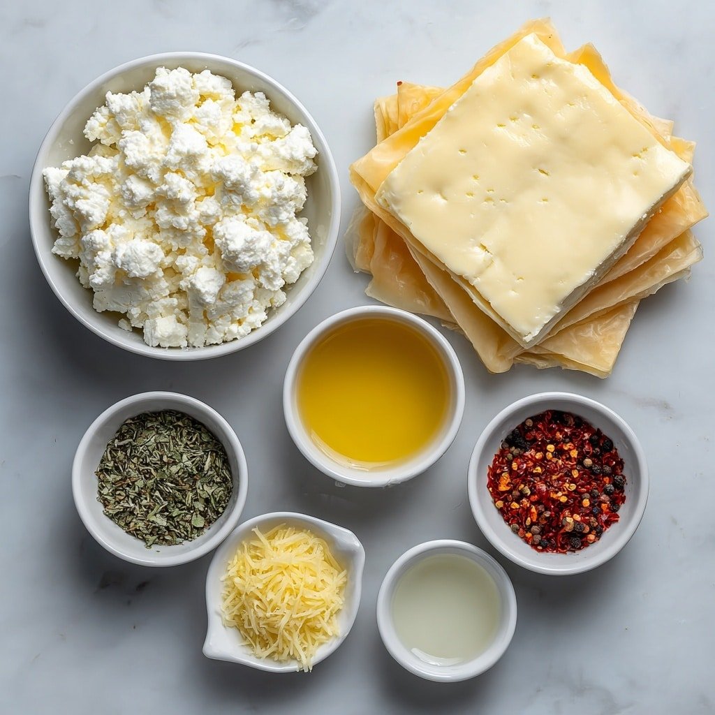 Oven-Fried Feta Rolls with Chili Honey Recipe - Ingredients Image — Oven-Fried Feta Rolls with Chili Honey, feta cheese appetizers, crispy phyllo pastry snacks, spicy honey dipping, easy feta appetizer recipe