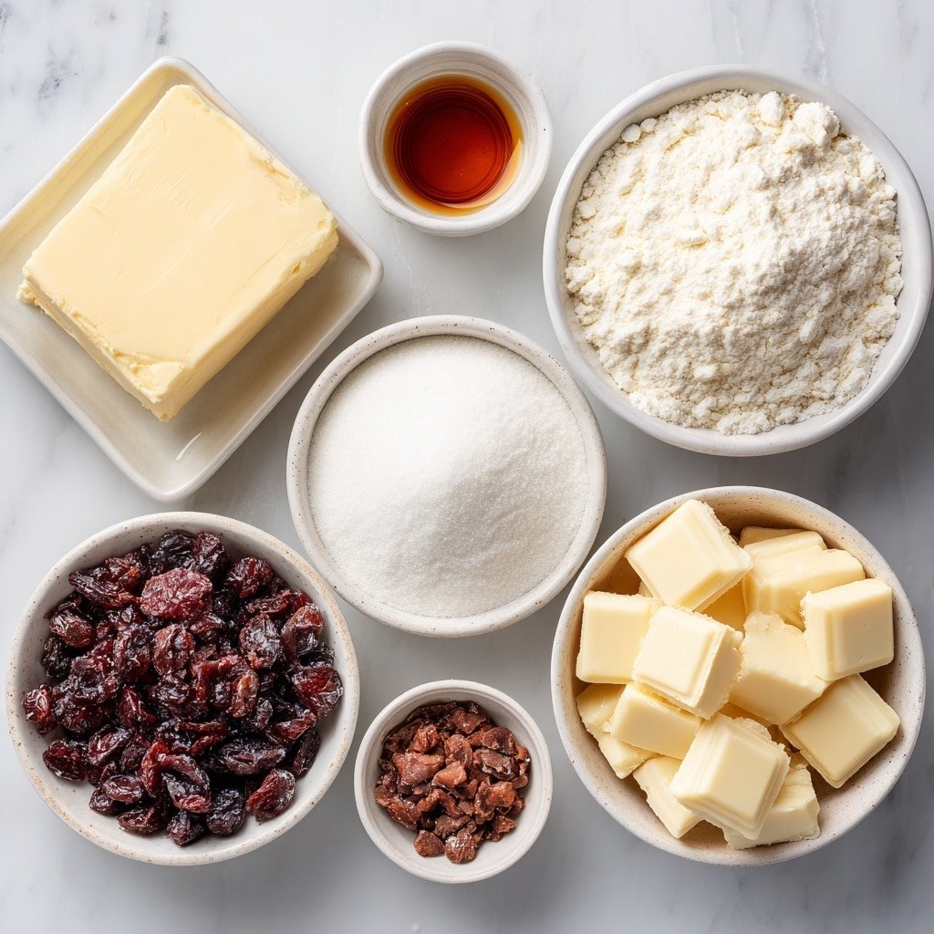 Cranberry Shortbread Cookies Recipe - Ingredients Image — Cranberry Shortbread Cookies, easy shortbread cookie recipe with cranberries, holiday cranberry cookies, buttery cranberry shortbread, homemade cranberry cookies