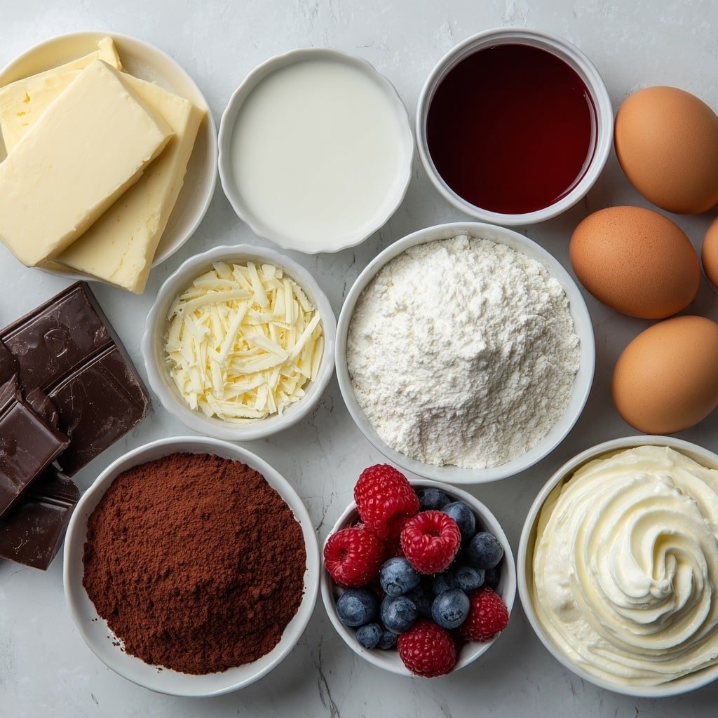 Red Velvet Pudding with Cream Cheese Layer Recipe - Ingredients Image — Red Velvet Pudding with Cream Cheese Layer, red velvet dessert, creamy red velvet pudding, homemade pudding with cream cheese, easy red velvet treat