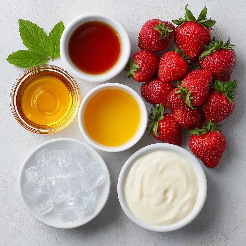 Vegan Strawberry Milkshake Recipe - Ingredients Image — Vegan Strawberry Milkshake, vegan strawberry milkshake recipe, dairy-free strawberry milkshake, plant-based strawberry milkshake, healthy strawberry milkshake