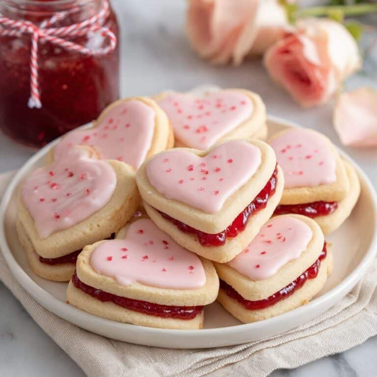 Heart-Shaped Strawberry Shortbread Cookies Recipe