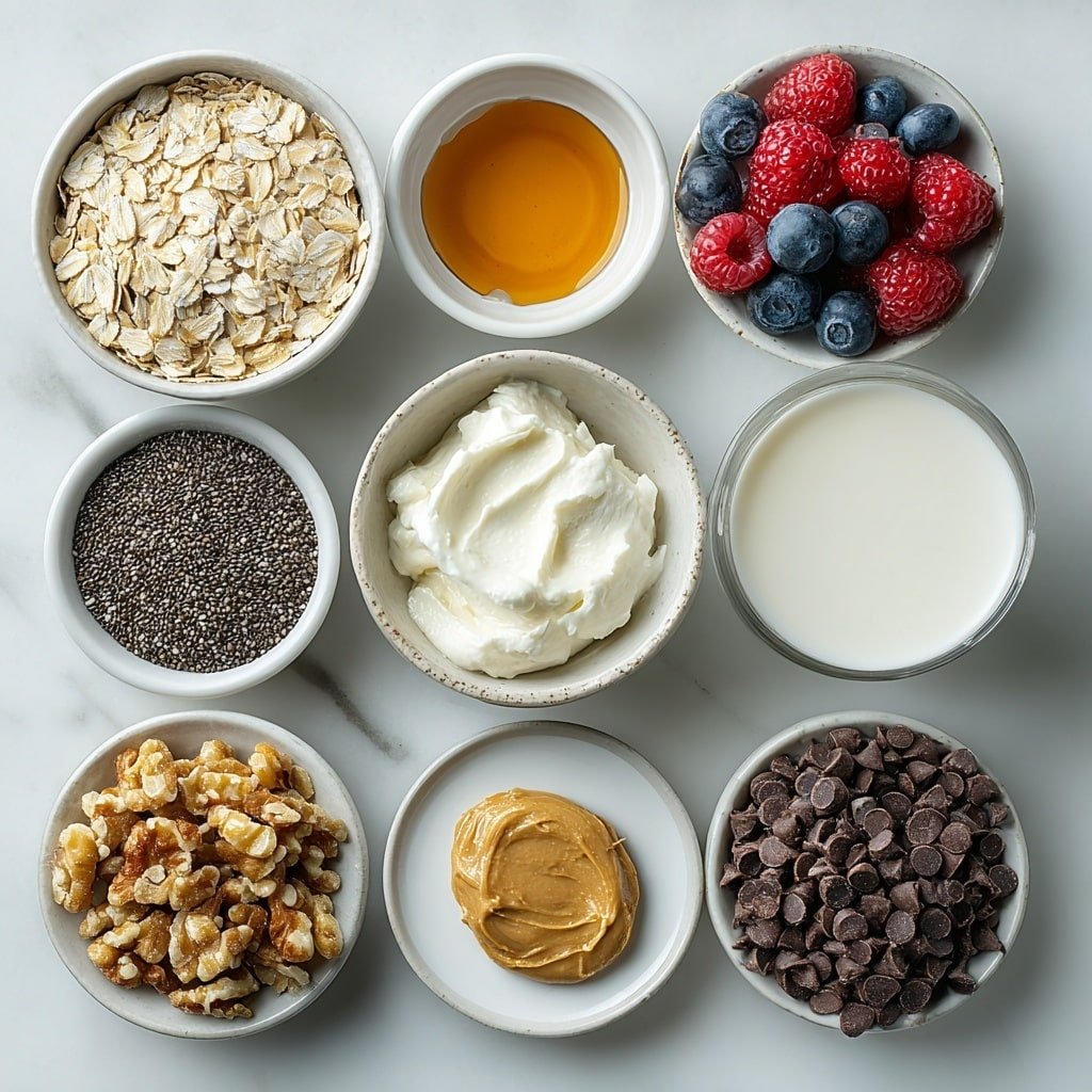 Chocolate Banana Overnight Oats Recipe - Ingredients Image — Chocolate Banana Overnight Oats, healthy overnight oats with chocolate and banana, easy breakfast recipes, nutritious overnight oats, chocolate banana breakfast idea