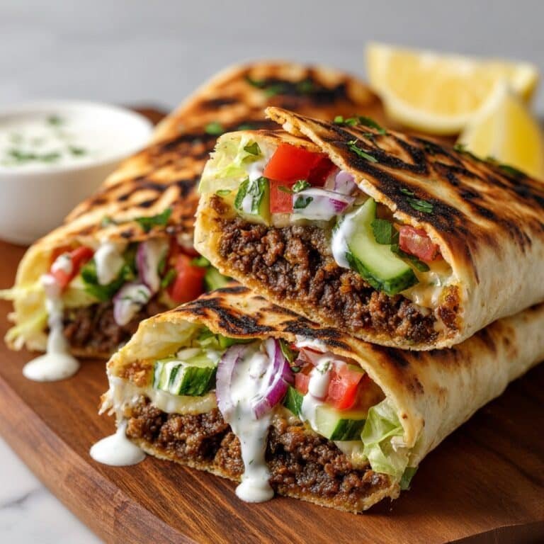 Greek Beef Wraps with Garlic Yogurt Sauce Recipe