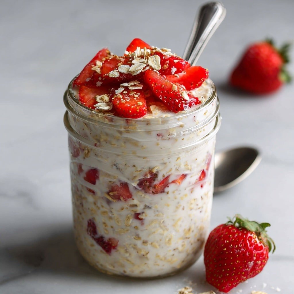 Strawberry Protein Overnight Oats Recipe - Article Image 2 — Strawberry Protein Overnight Oats, healthy breakfast ideas, easy overnight oats, high-protein breakfast, fruit-infused oatmeal