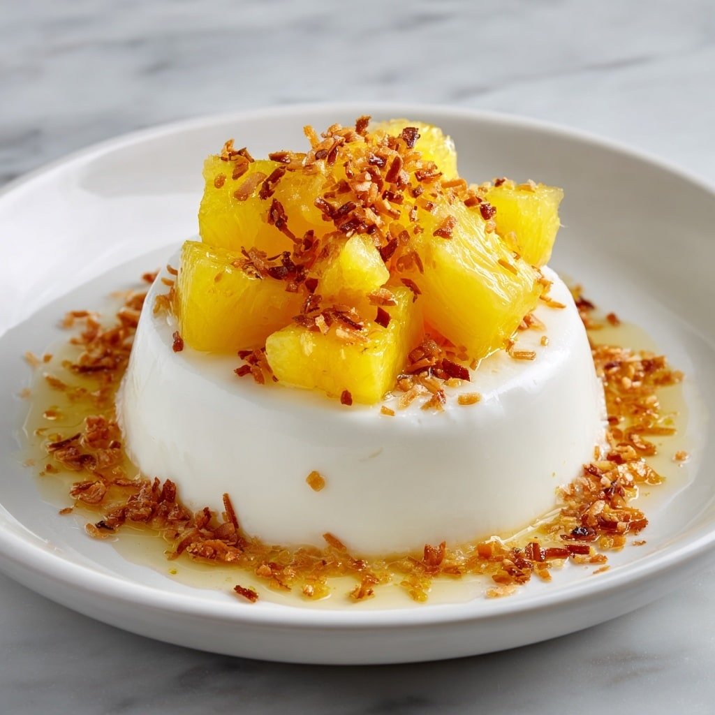 Coconut Cream Panna Cotta with Pineapple Recipe - Article Image 2 — Coconut Cream Panna Cotta with Pineapple, tropical panna cotta recipes, easy coconut panna cotta, pineapple dessert ideas, dairy-free panna cotta